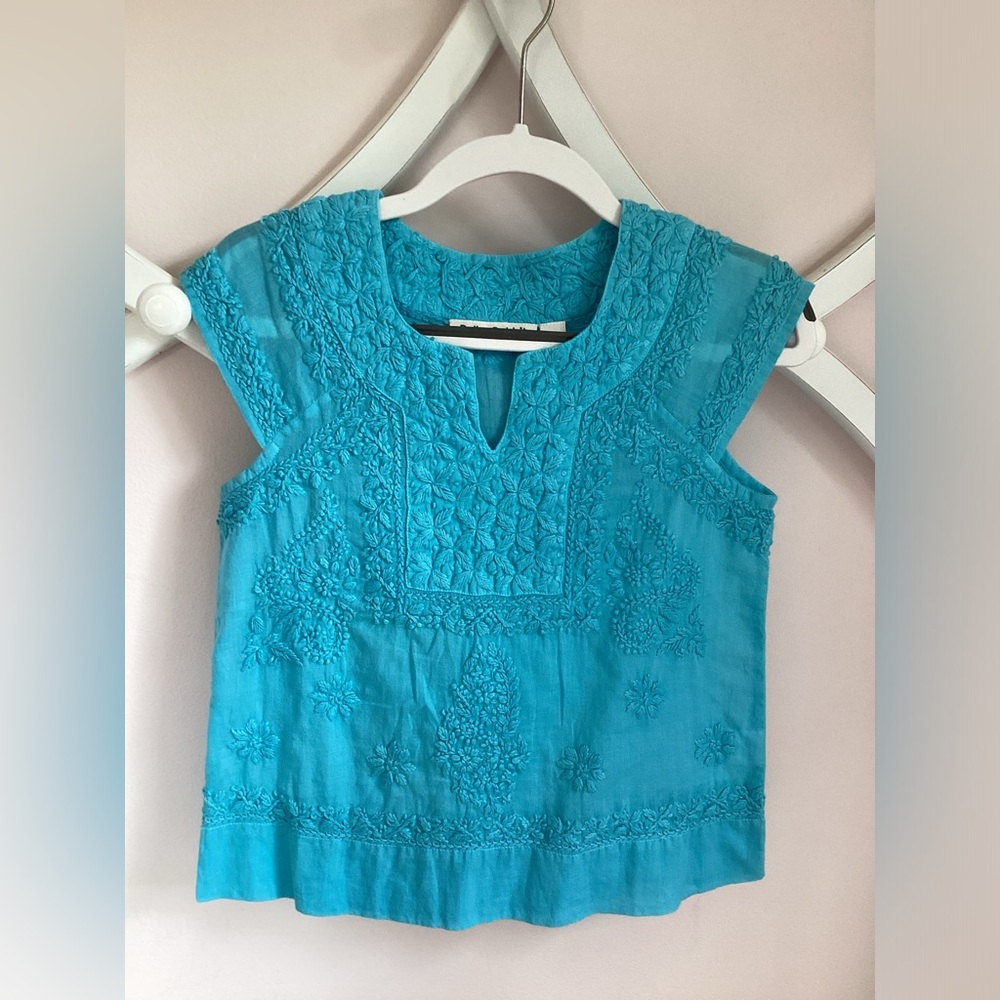 Roller Rabbit Girls turquoise 100% cotton top.New W/O tags. Size 4